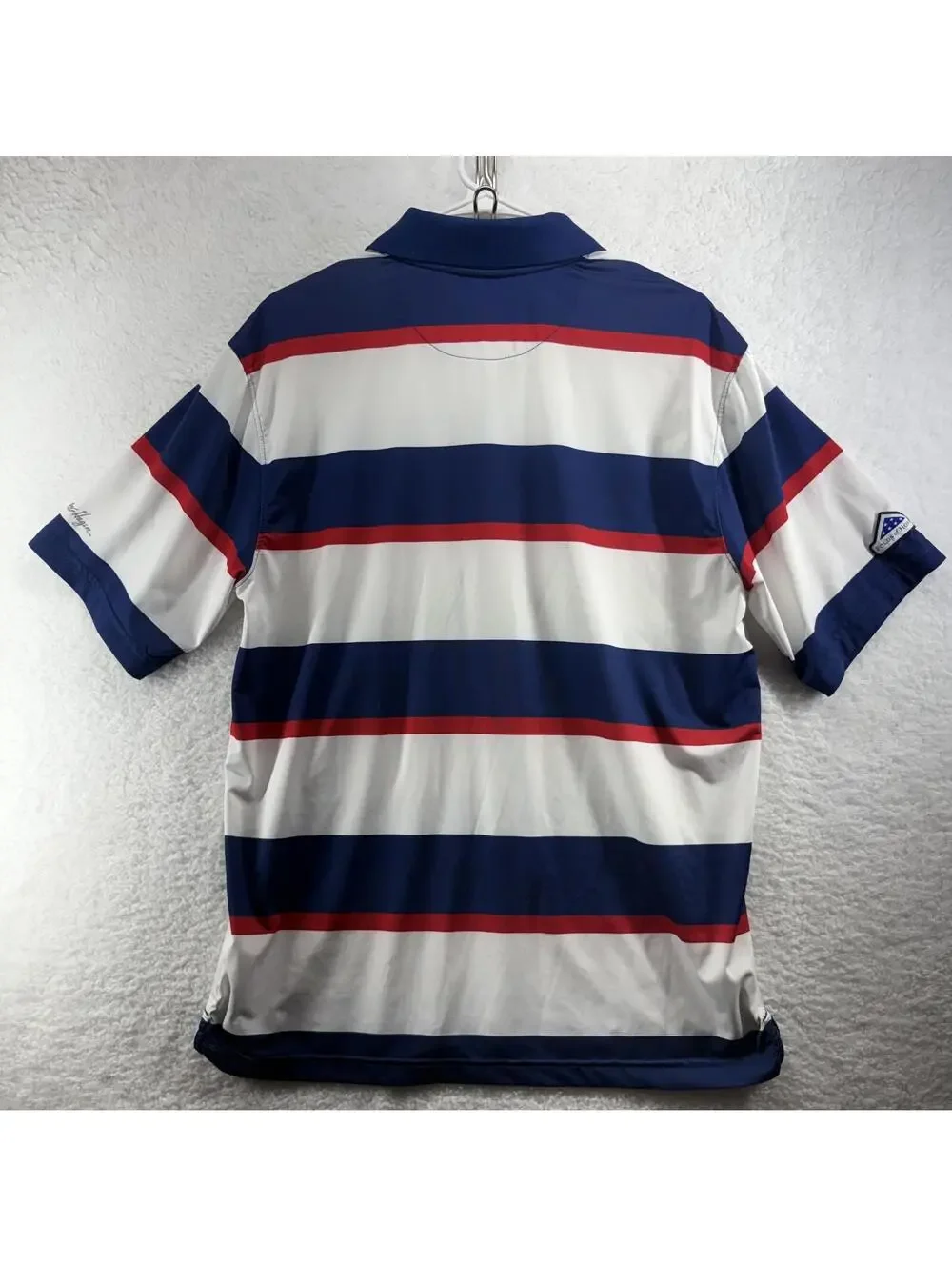 Folds of Honor Golf Polo Mens Medium Patriotic USA Striped Walter Hagen - Picture 5 of 5